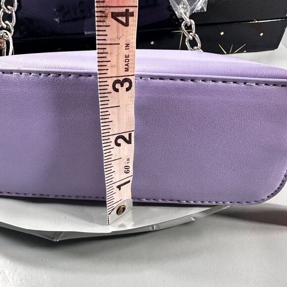 Steve Madden Crossbody Women Handbag Monogram Strap Coin Purse Keychain Purple - Picture 10 of 16